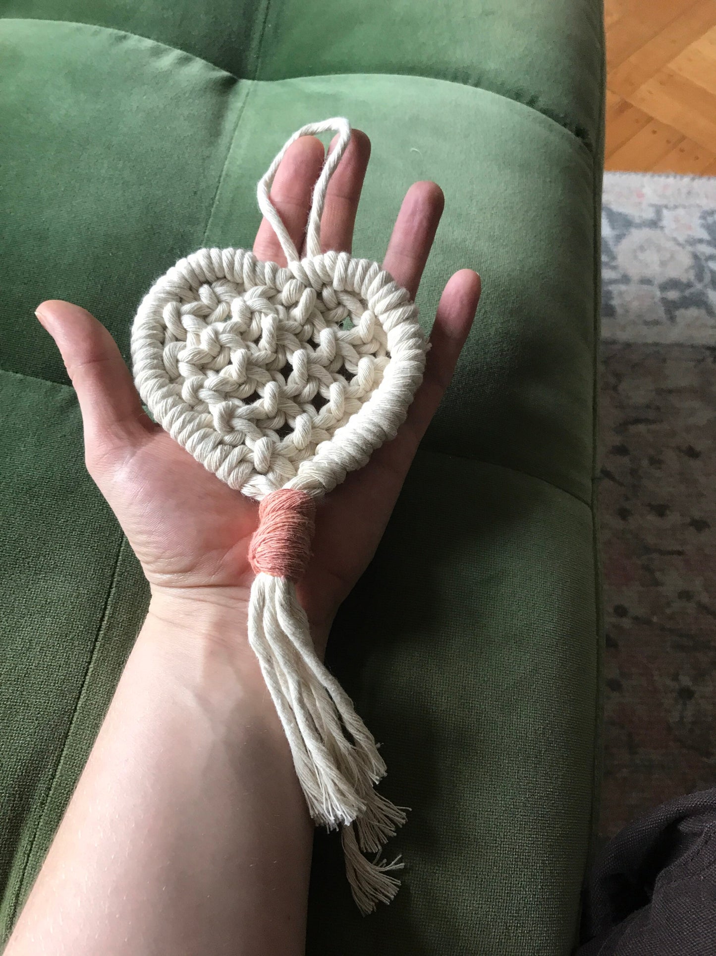 Macrame Heart Bag Charm/ Luggage Tag