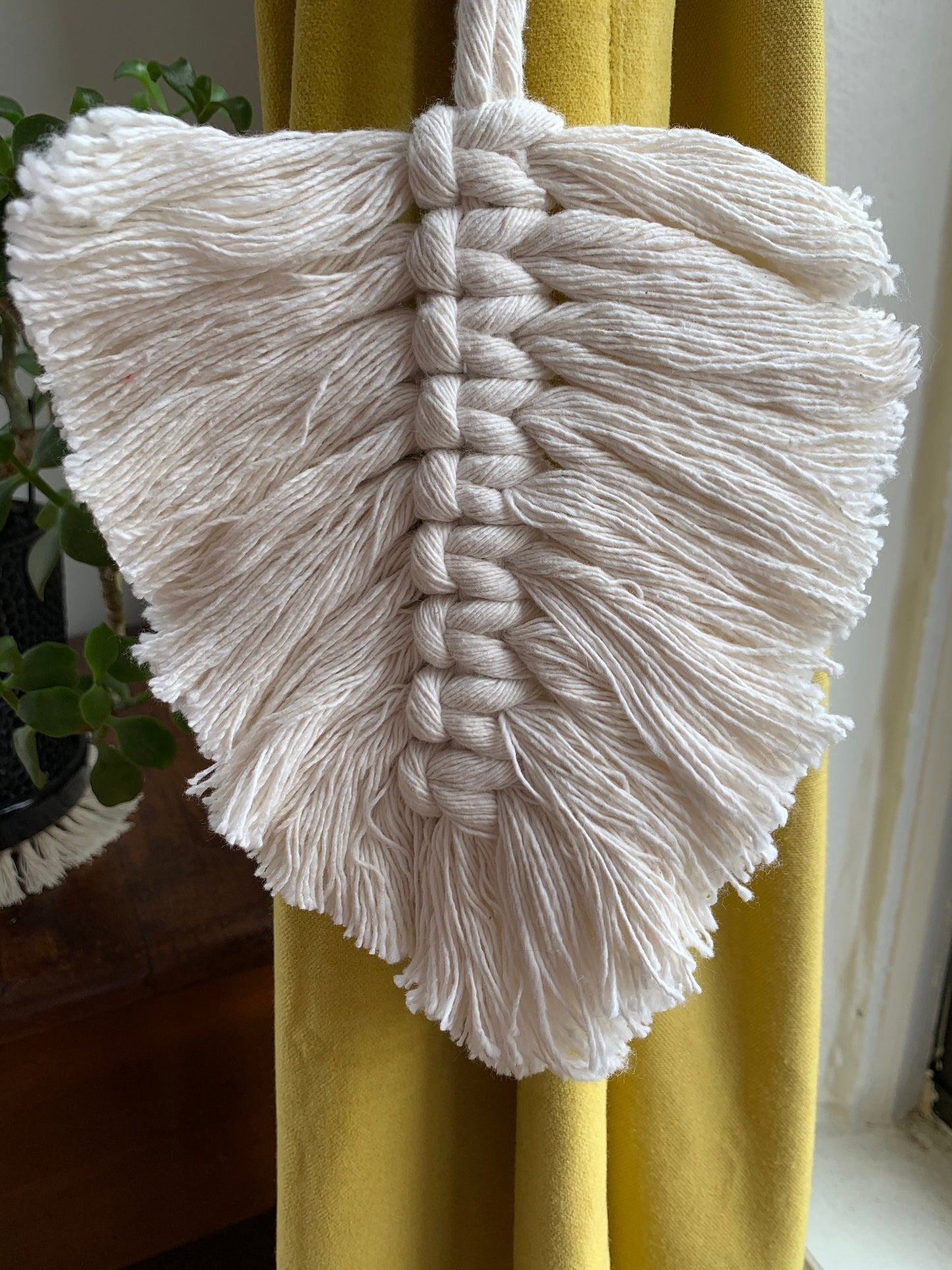 Boho Macrame Leaf and Feather Curtain Ties