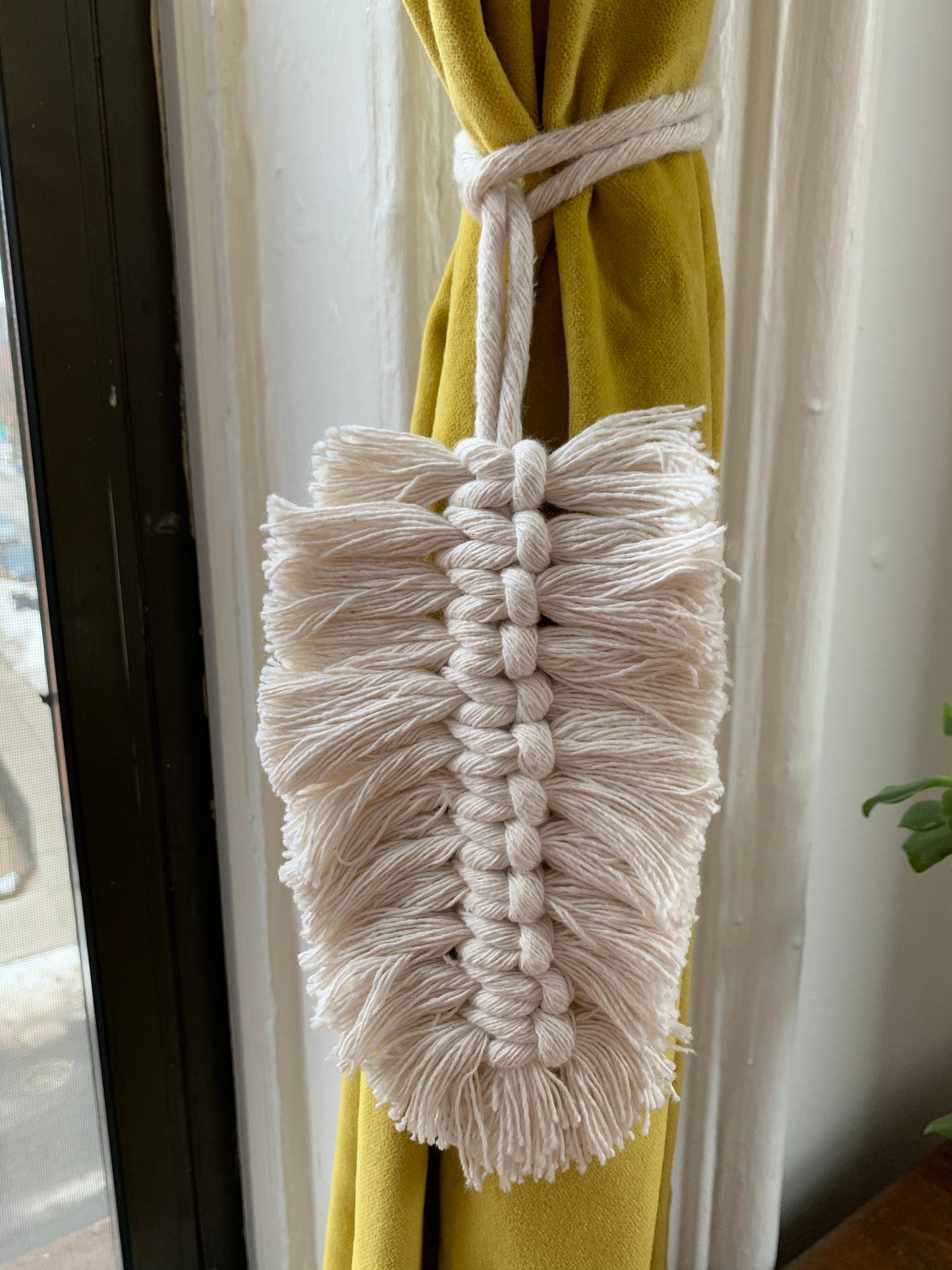 Boho Macrame Leaf and Feather Curtain Ties