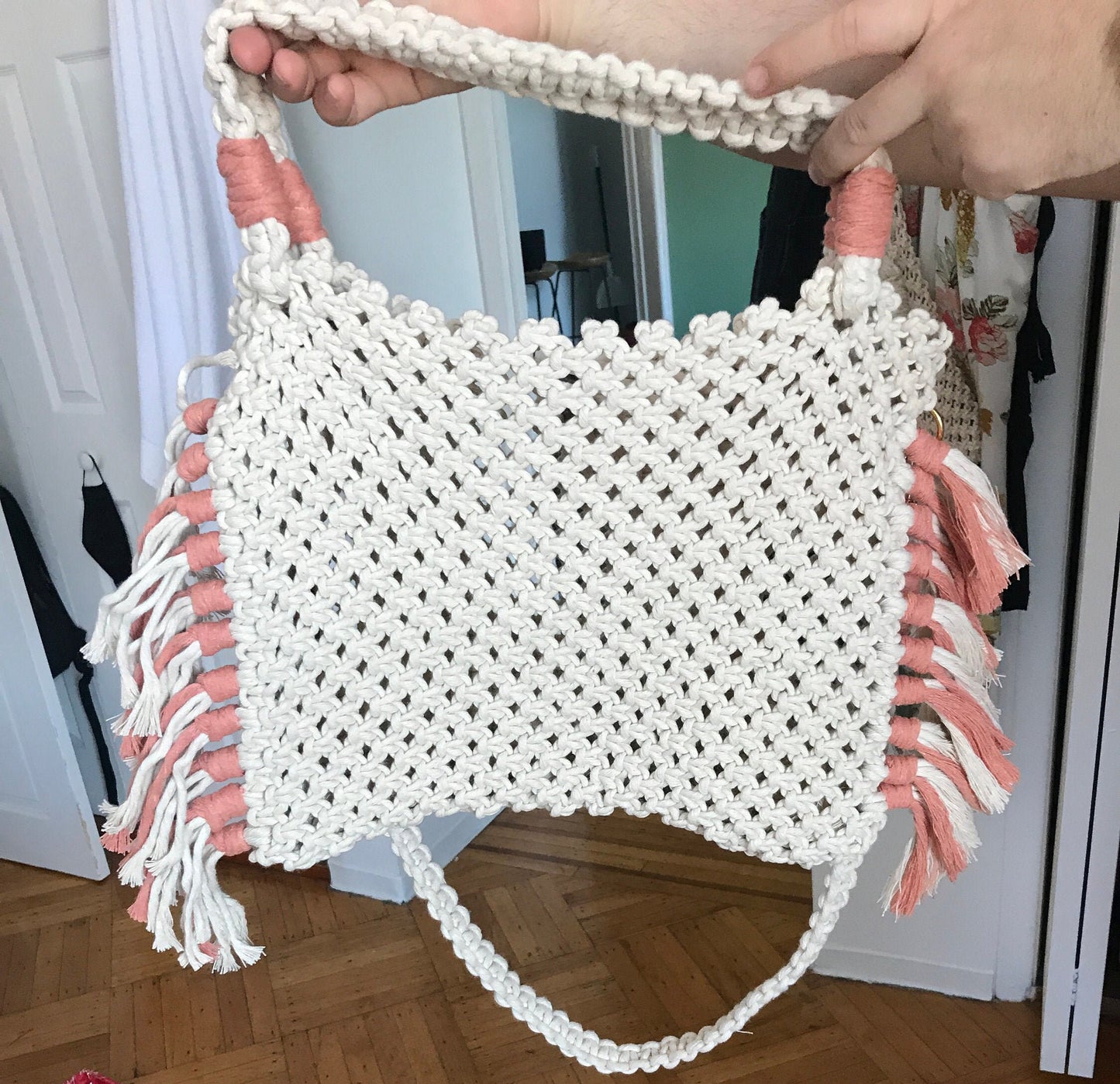 Large Macrame Bag/ Macrame Summer Beach Bag/ Customizable Tote Bag/ Convertible Bag/ Macrame Tote Bag/Fringe Beach Bag